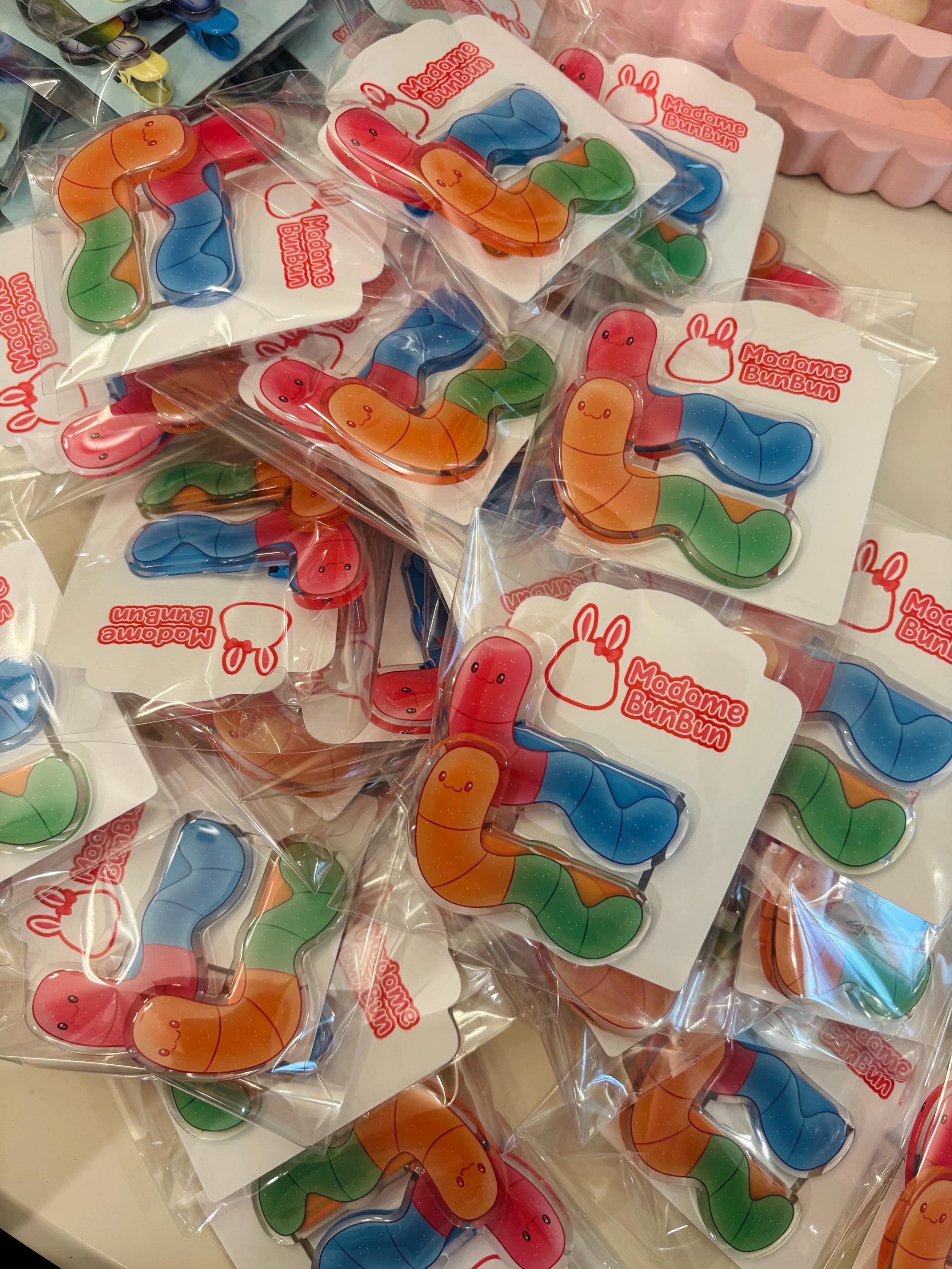 Gummy Worm Hair Clip Set