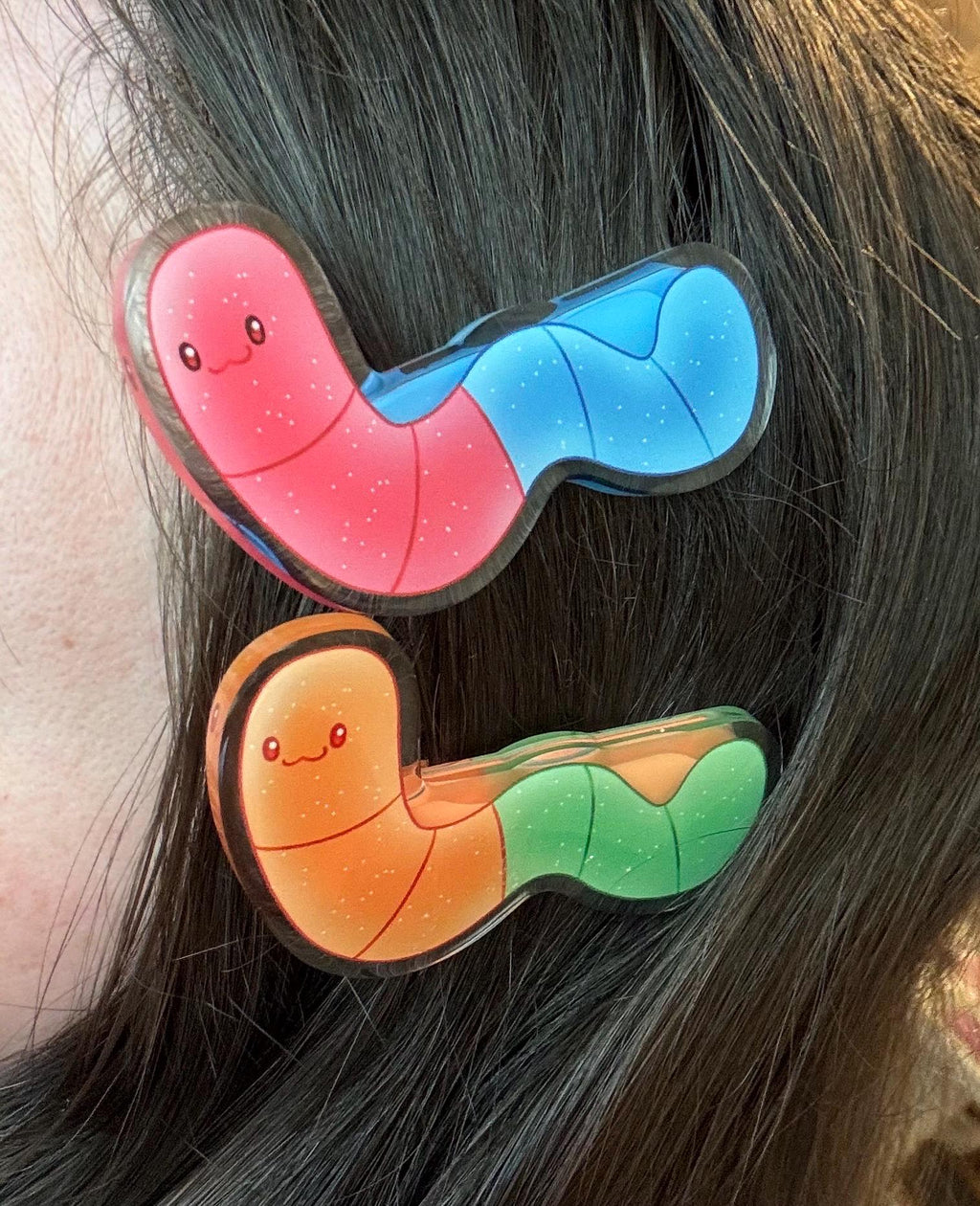 Gummy Worm Hair Clip Set